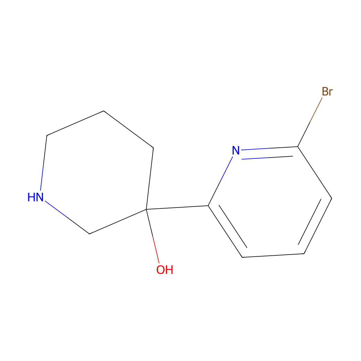 3-(6-Bromo-2-pyridinyl)-3-Piperidinol molecular structure, CAS 1367018-30-1