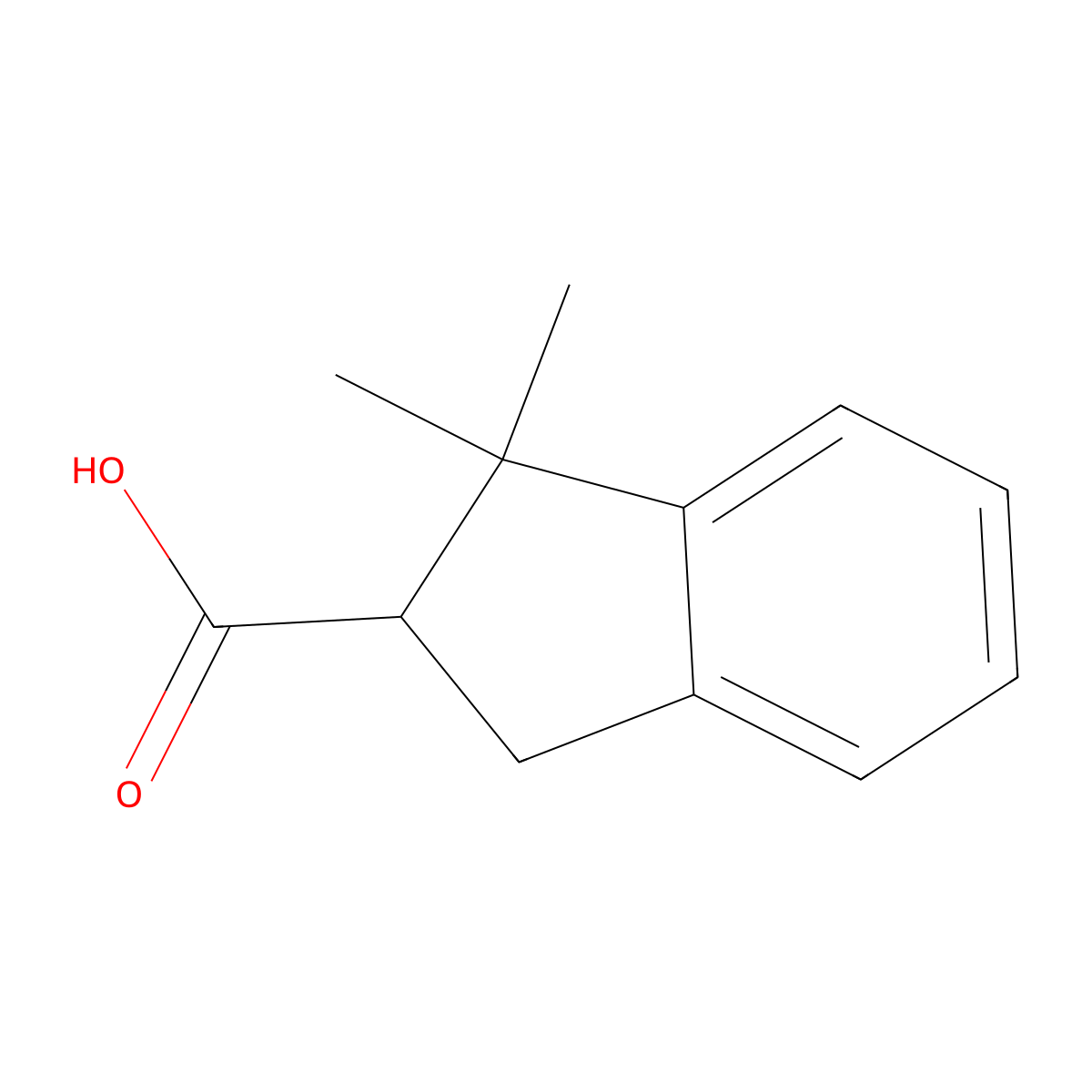 1,1-Dimethyl-2,3-dihydro-1H-indene-2-carboxylic acid molecular structure, CAS 1367026-91-2