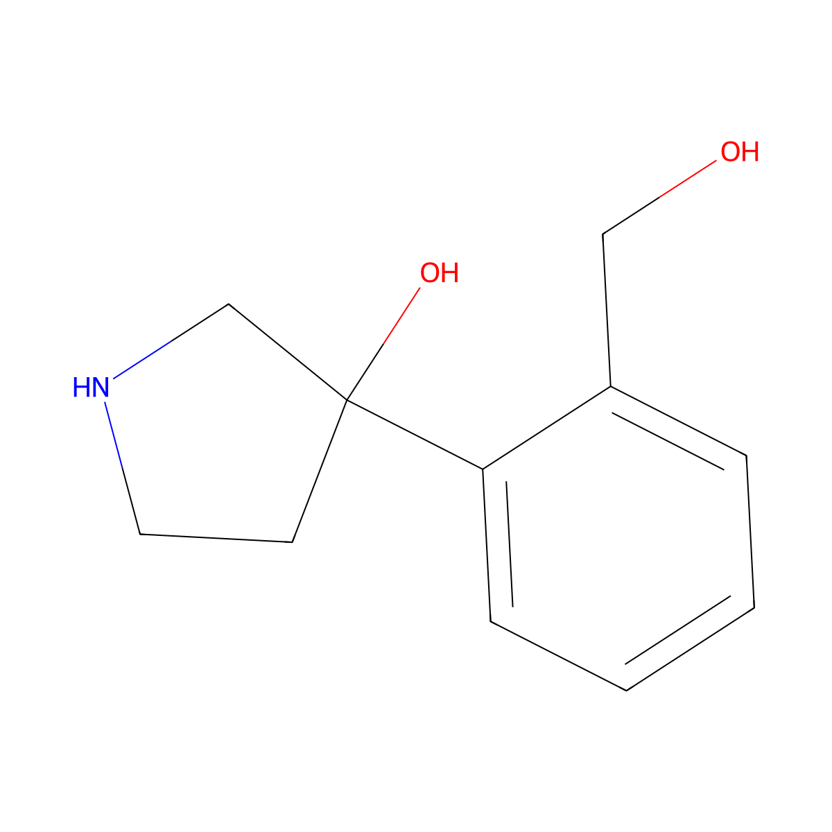 3-[2-(Hydroxymethyl)phenyl]pyrrolidin-3-ol molecular structure, CAS 1367056-69-6