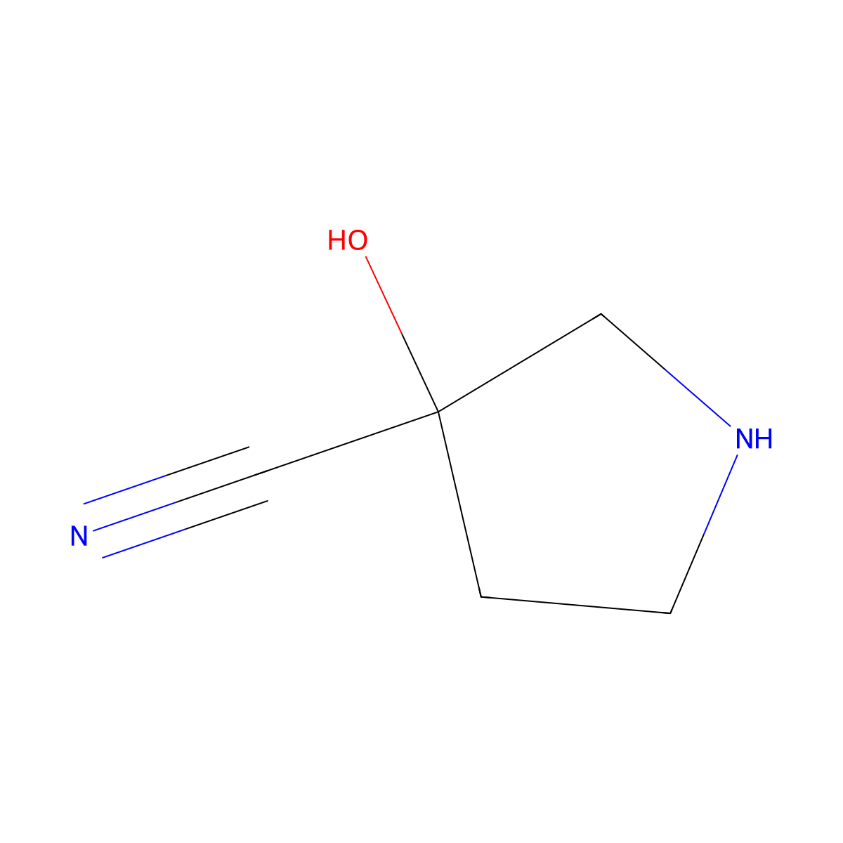 3-Hydroxypyrrolidine-3-carbonitrile molecular structure, CAS 1367057-04-2