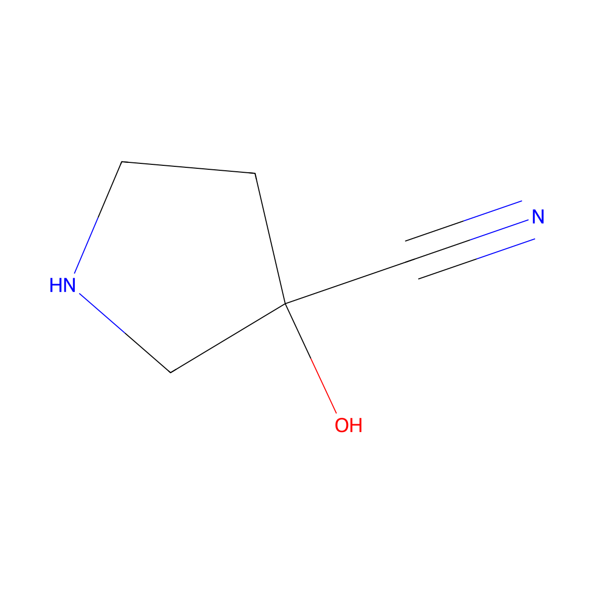 3-Hydroxypyrrolidine-3-carbonitrile molecular structure, CAS 1367057-04-2