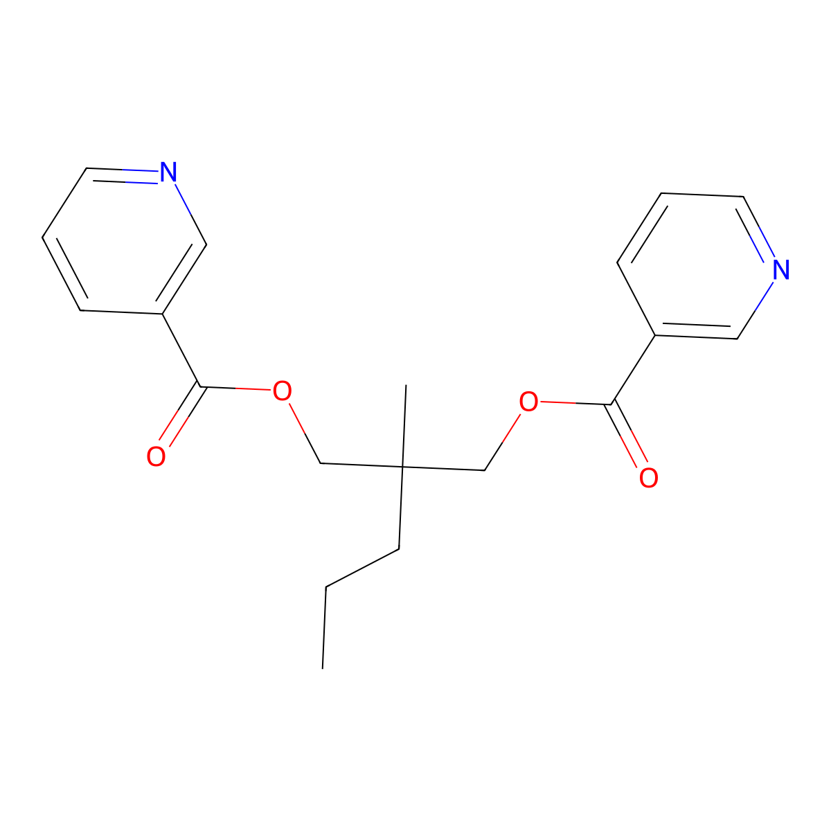 2-Methyl-2-propylpropane-1,3-diyl dinicotinate molecular structure, CAS 13671-63-1