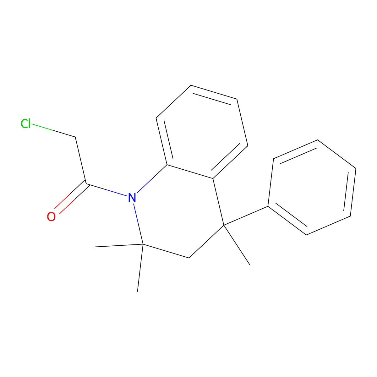 2-chloro-1-(2,2,4-trimethyl-4-phenyl-3,4-dihydroquinolin-1(2H)-yl)ethanone molecular structure, CAS 13671-85-7