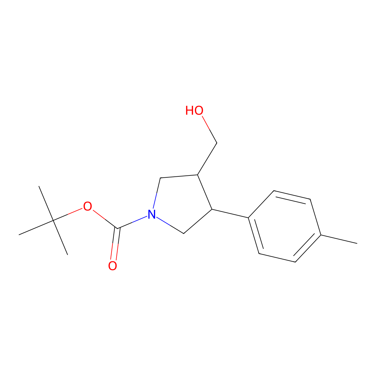 Tert-butyl 3-(hydroxymethyl)-4-(p-tolyl)pyrrolidine-1-carboxylate molecular structure, CAS 1367102-93-9