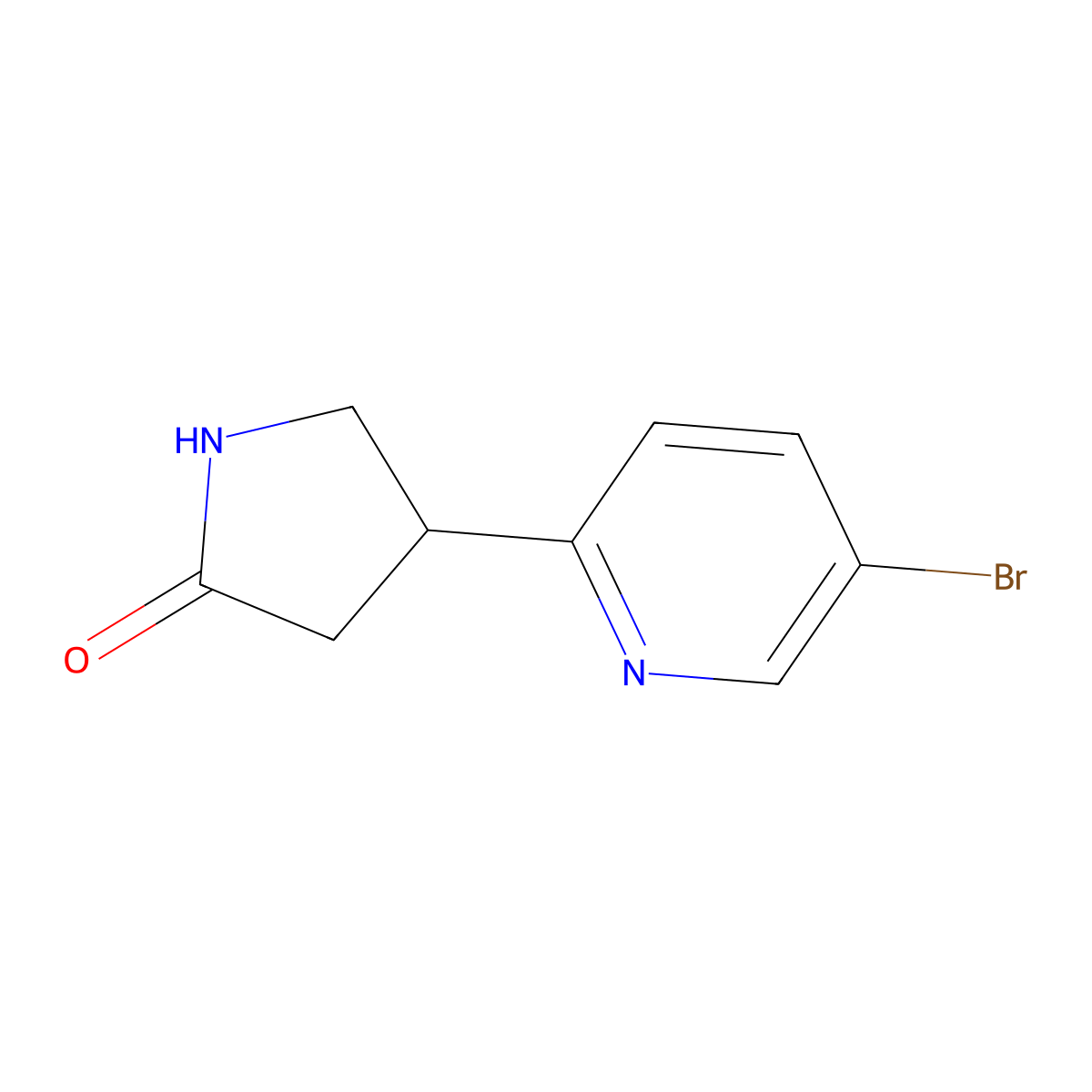 4-(5-Bromopyridin-2-yl)pyrrolidin-2-one molecular structure, CAS 1367106-91-9