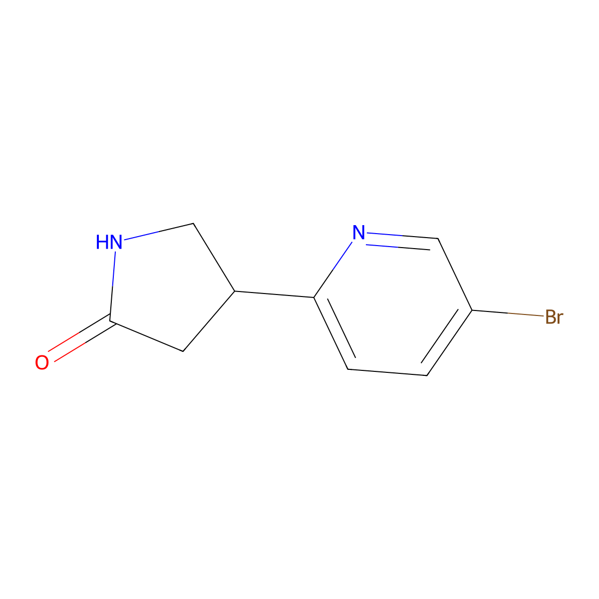 4-(5-Bromopyridin-2-yl)pyrrolidin-2-one molecular structure, CAS 1367106-91-9