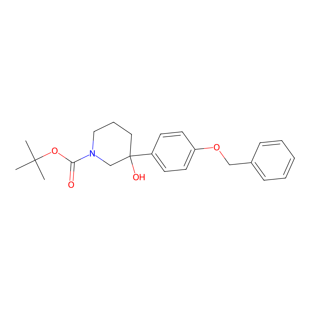 Tert-butyl 3-(4-(benzyloxy)phenyl)-3-hydroxypiperidine-1-carboxylate molecular structure, CAS 1367121-42-3