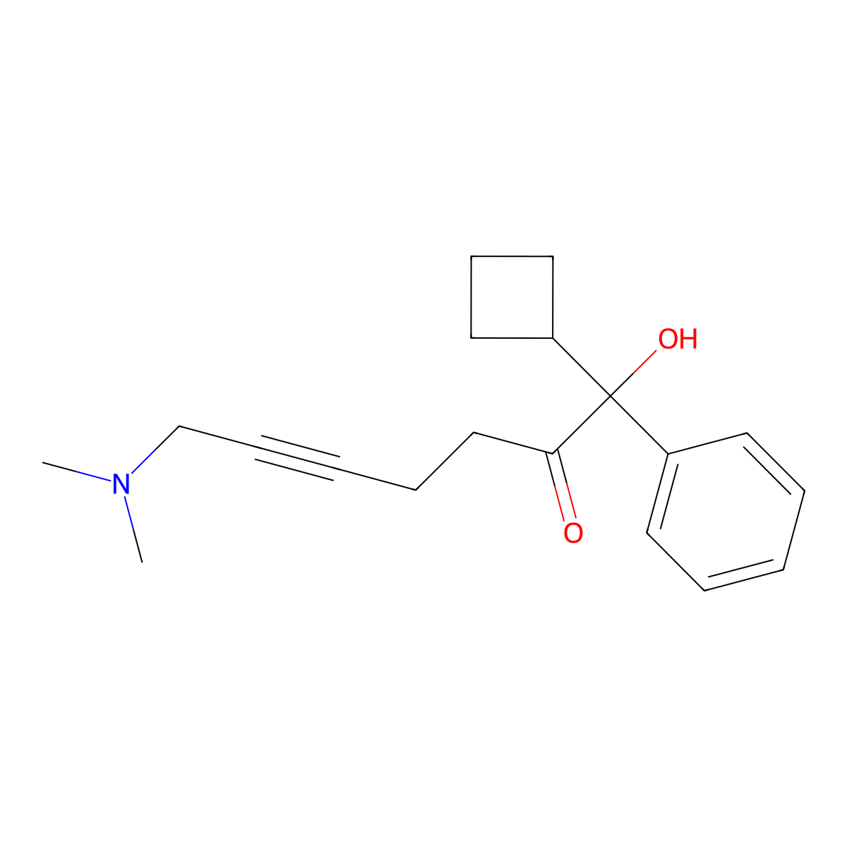 1-Cyclobutyl-7-(dimethylamino)-1-hydroxy-1-phenylhept-5-yn-2-one molecular structure, CAS 136722-45-7