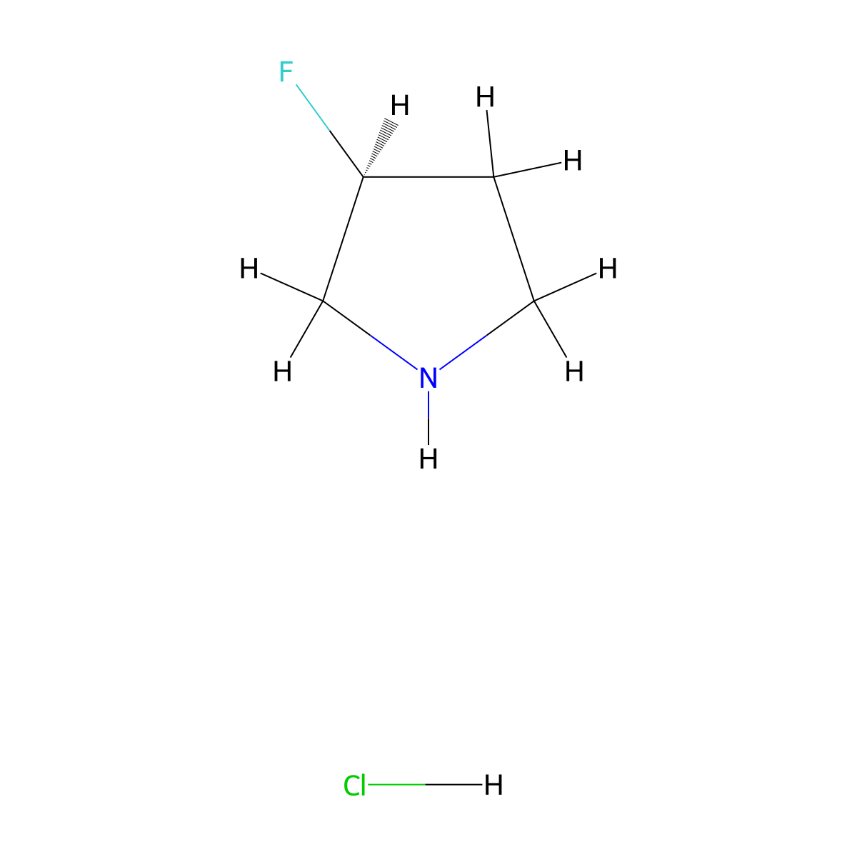 (s)-3-Fluoropyrrolidine hydrochloride molecular structure, CAS 136725-53-6