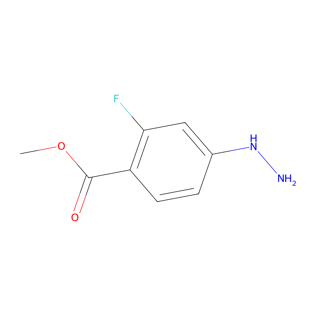 Methyl 2-fluoro-4-hydrazinylbenzoate molecular structure, CAS 1367356-26-0