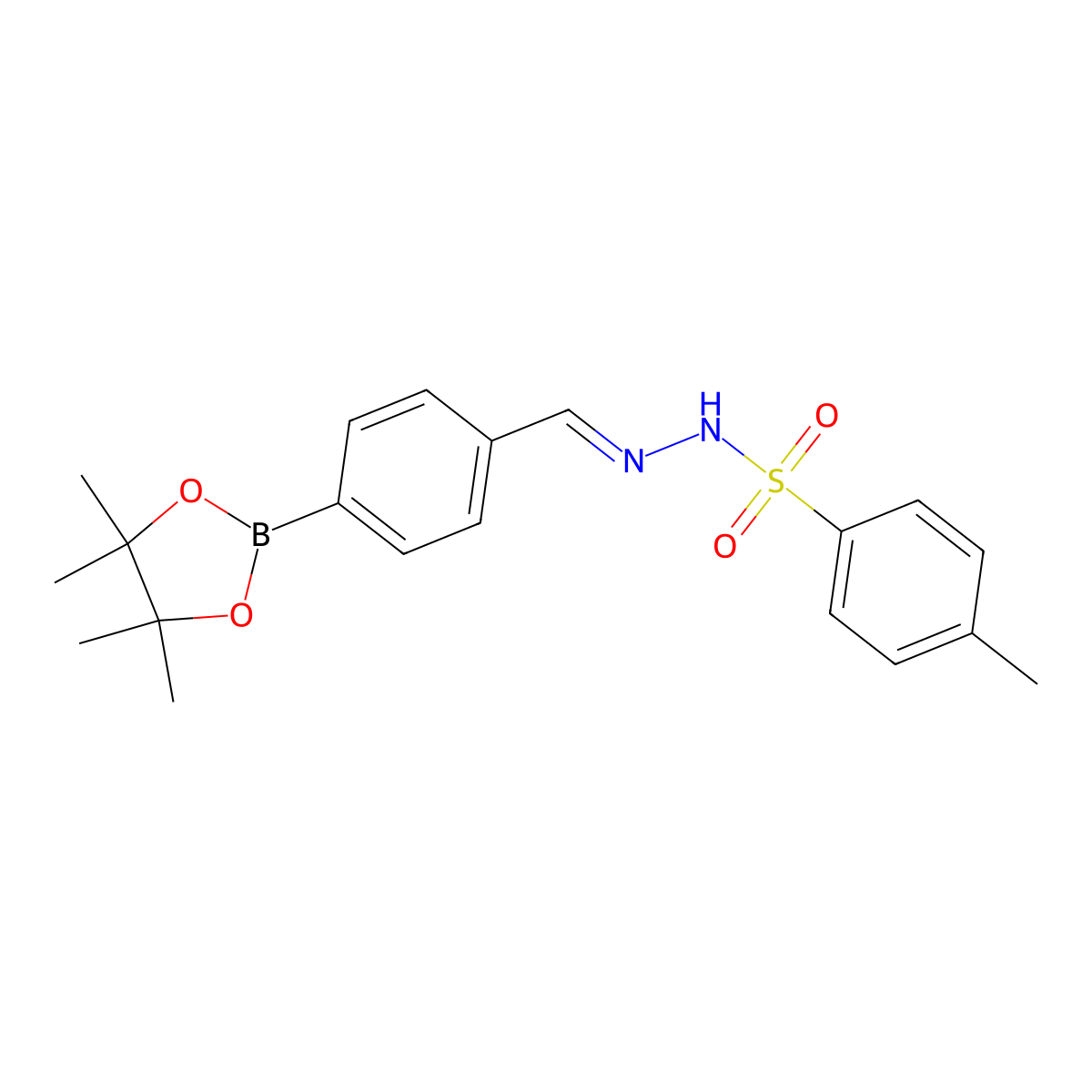 4-methyl-N'-[(1E)-[4-(tetramethyl-1,3,2-dioxaborolan-2-yl)phenyl]methylidene]benzene-1-sulfonohydrazide molecular structure, CAS 1367368-40-8