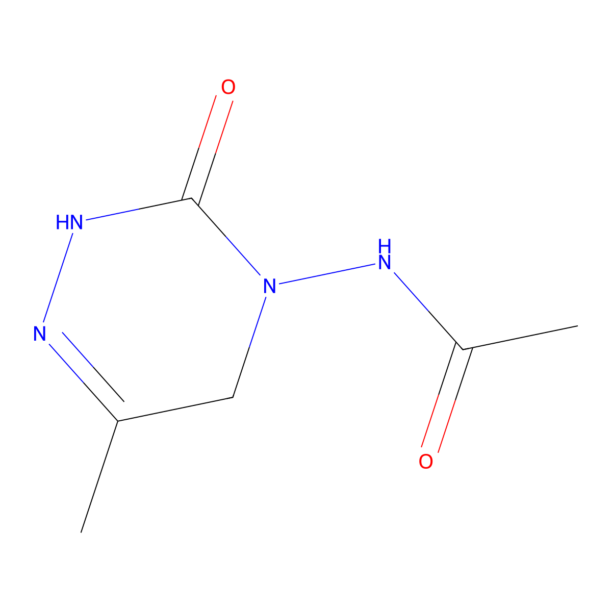 N-(6-Methyl-3-oxo-2,5-dihydro-1,2,4-triazin-4(3H)-yl)acetamide molecular structure, CAS 136738-23-3