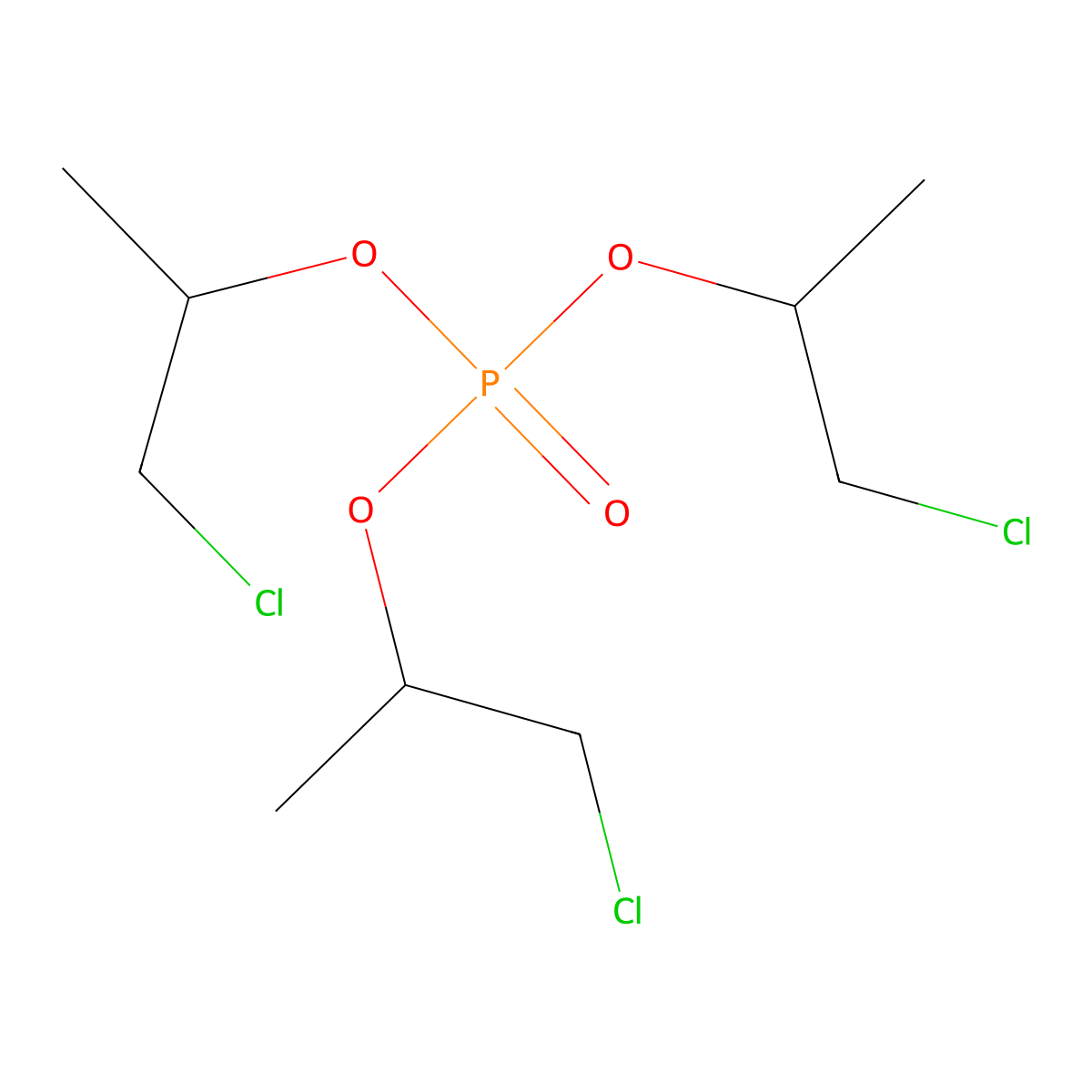 Tris(2-chloroisopropyl) phosphate molecular structure, CAS 13674-84-5