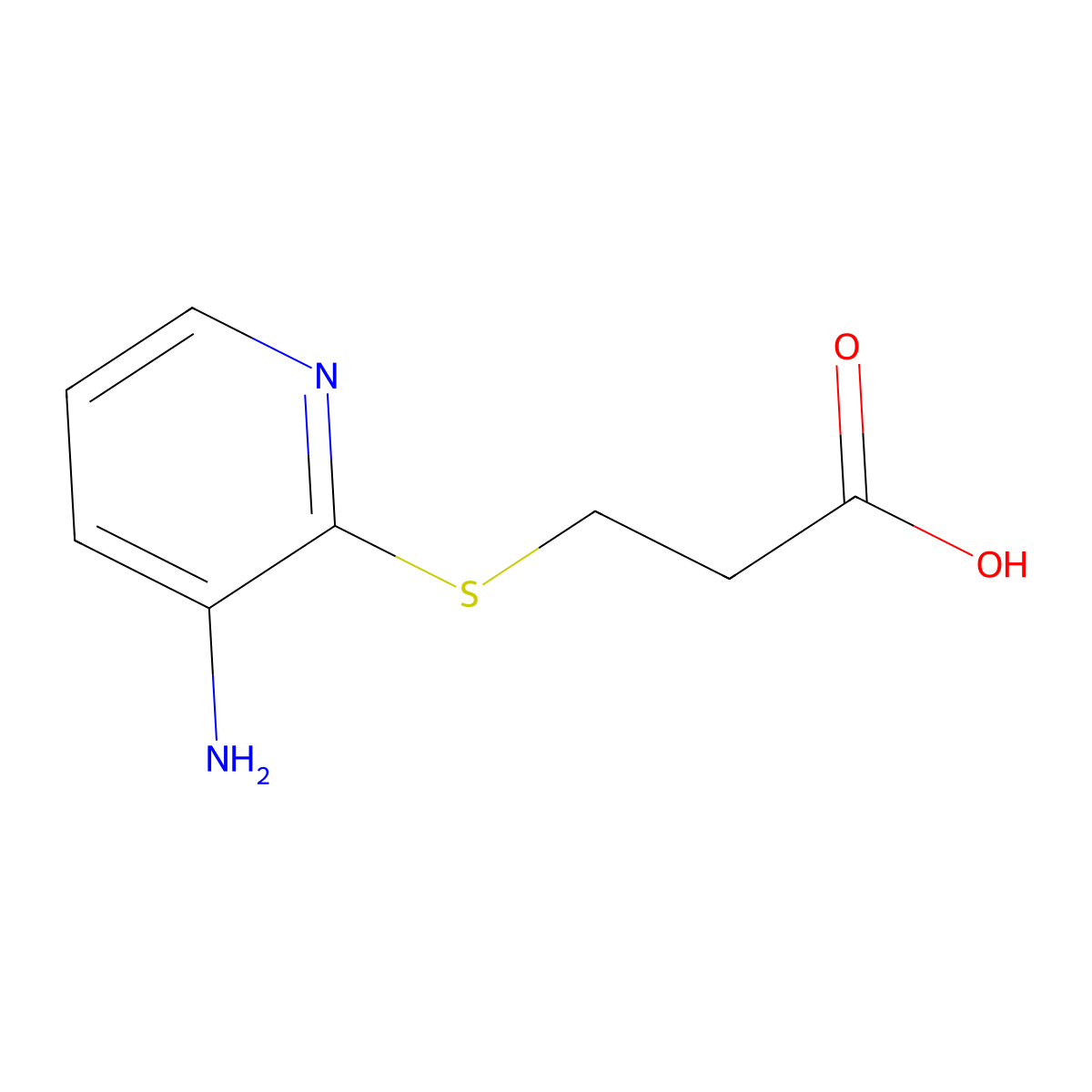 3-((3-Aminopyridin-2-yl)thio)propanoic acid molecular structure, CAS 136742-80-8