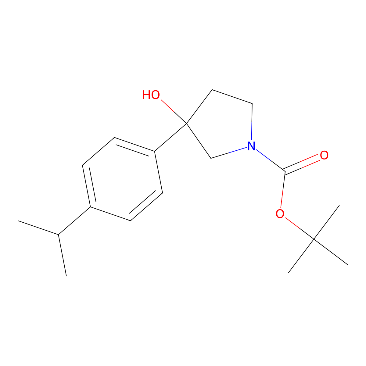 1,1-Dimethylethyl 3-hydroxy-3-[4-(1-methylethyl)phenyl]-1-pyrrolidinecarboxylate molecular structure, CAS 1367429-39-7