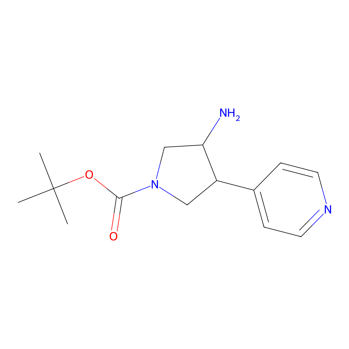 Tert-butyl 3-amino-4-pyridin-4-ylpyrrolidine-1-carboxylate molecular structure, CAS 1367448-36-9