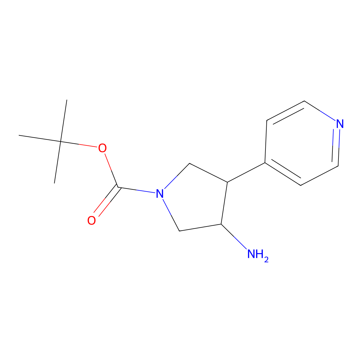 Tert-butyl 3-amino-4-pyridin-4-ylpyrrolidine-1-carboxylate molecular structure, CAS 1367448-36-9