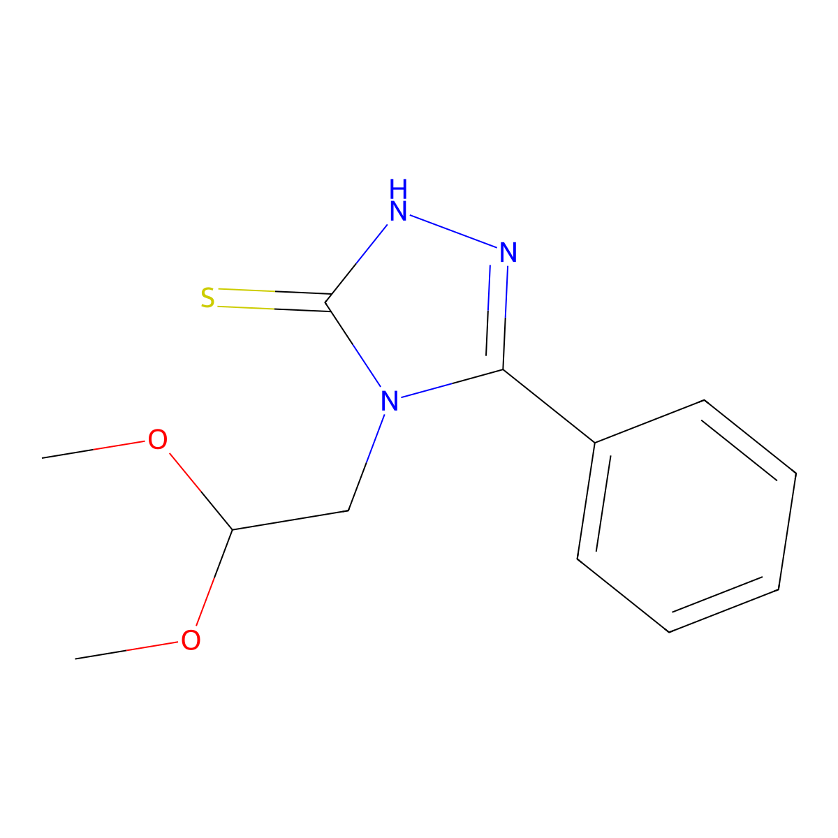 4-(2,2-dimethoxyethyl)-5-phenyl-4H-1,2,4-triazole-3-thiol molecular structure, CAS 136745-20-5