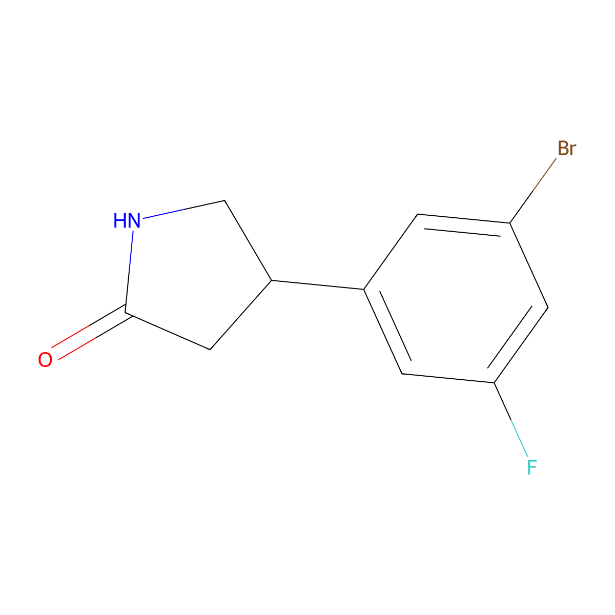 4-(3-Bromo-5-fluorophenyl)pyrrolidin-2-one molecular structure, CAS 1367451-46-4