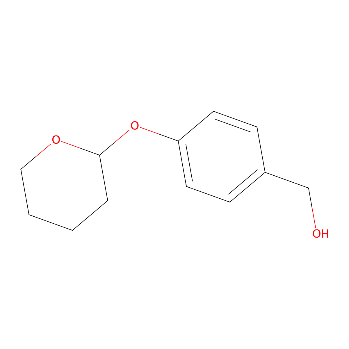 Benzenemethanol, 4-[(tetrahydro-2H-pyran-2-yl)oxy]- molecular structure, CAS 136750-68-0