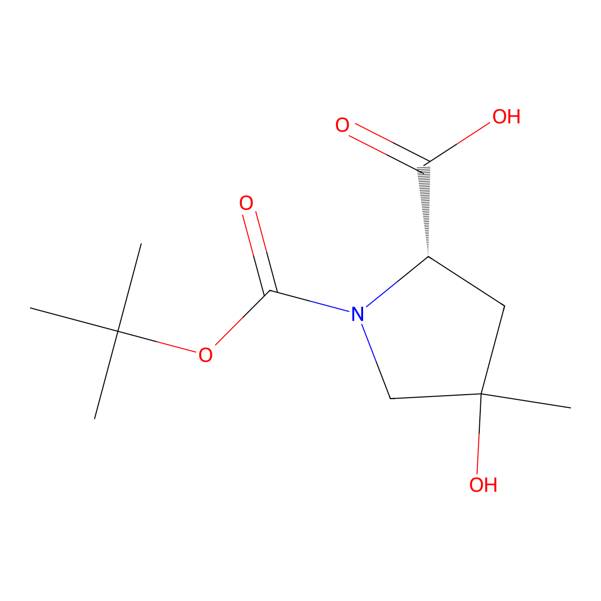 (2S)-1-(tert-Butoxycarbonyl)-4-hydroxy-4-methylpyrrolidine-2-carboxylic acid molecular structure, CAS 1367552-84-8