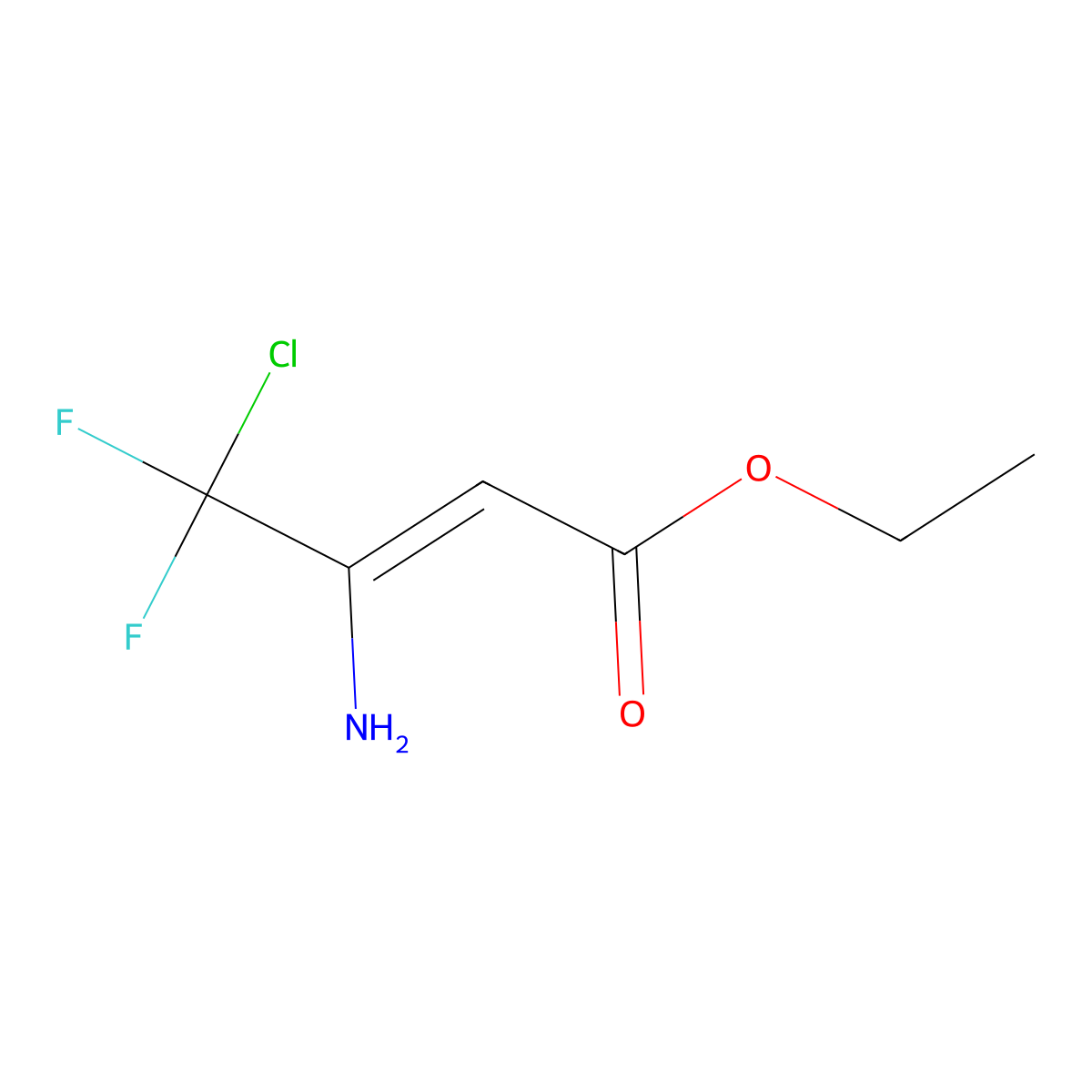 Ethyl 3-amino-4-chloro-4,4-difluorobut-2-enoate molecular structure, CAS 136757-13-6