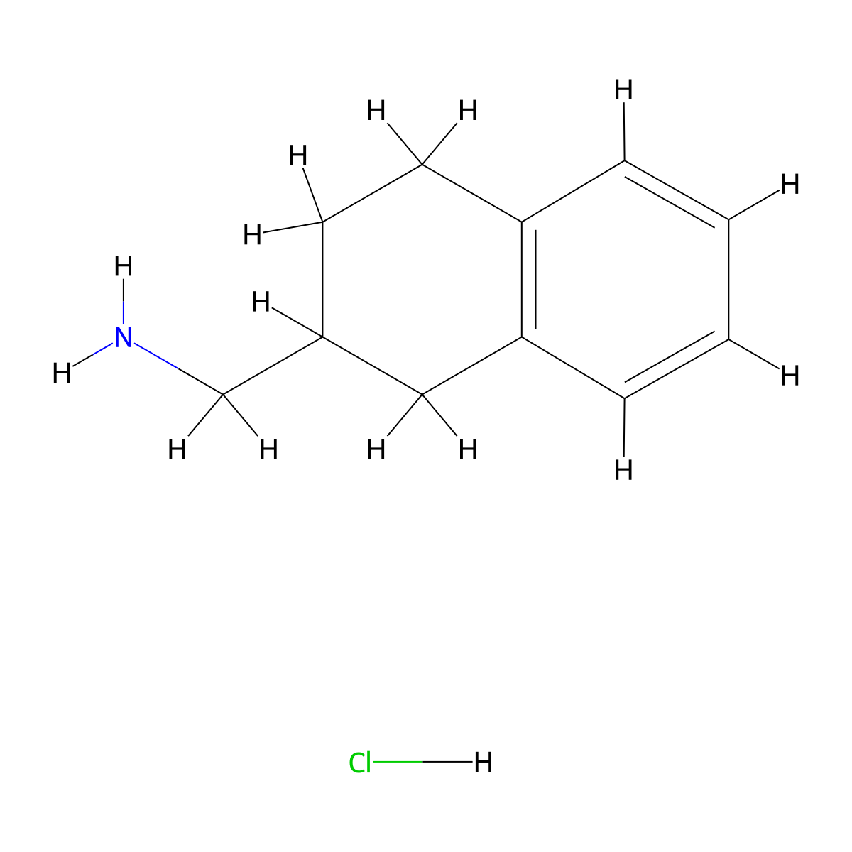 (1,2,3,4-Tetrahydronaphthalen-2-yl)methanamine hydrochloride molecular structure, CAS 136759-34-7