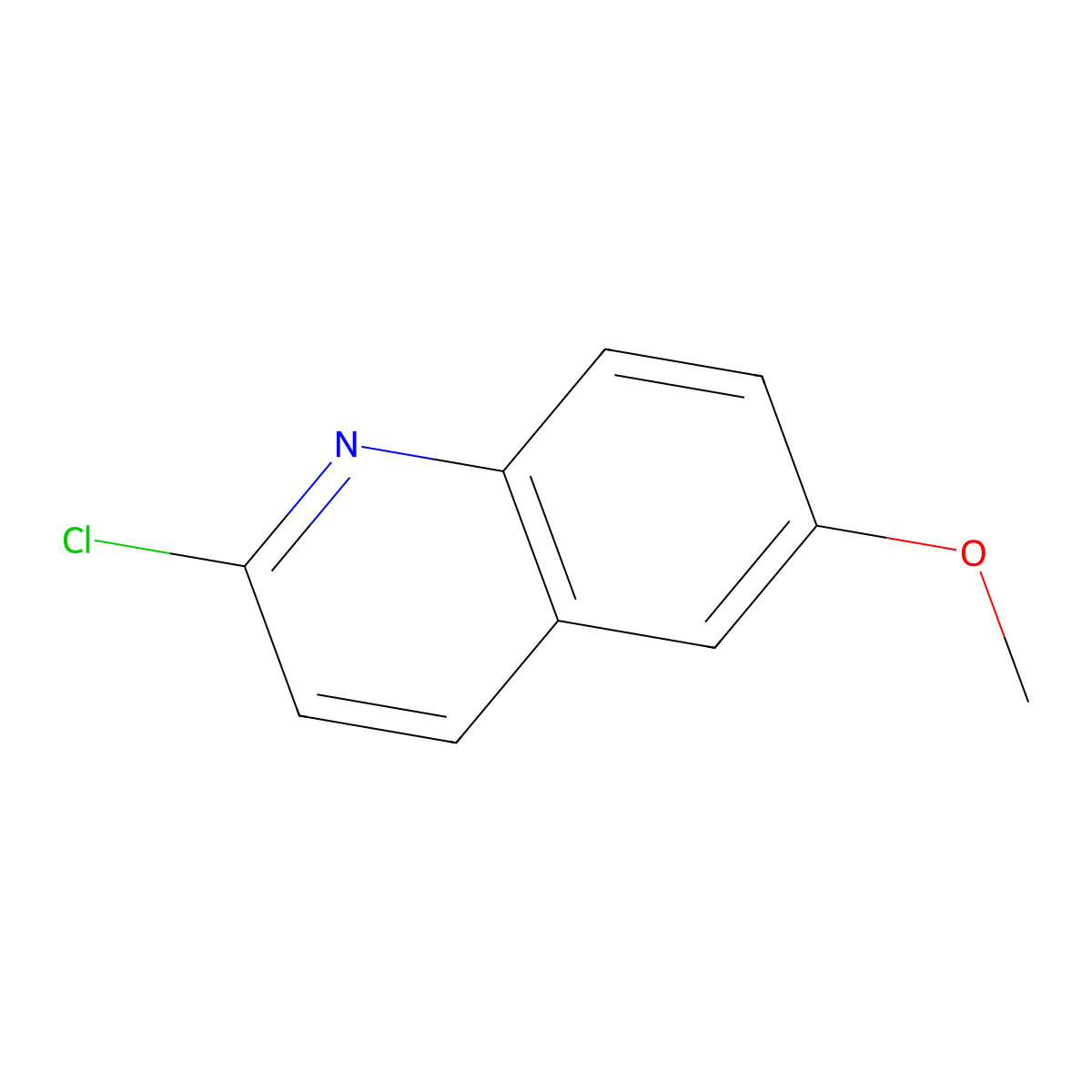 2-Chloro-6-methoxyquinoline molecular structure, CAS 13676-02-3