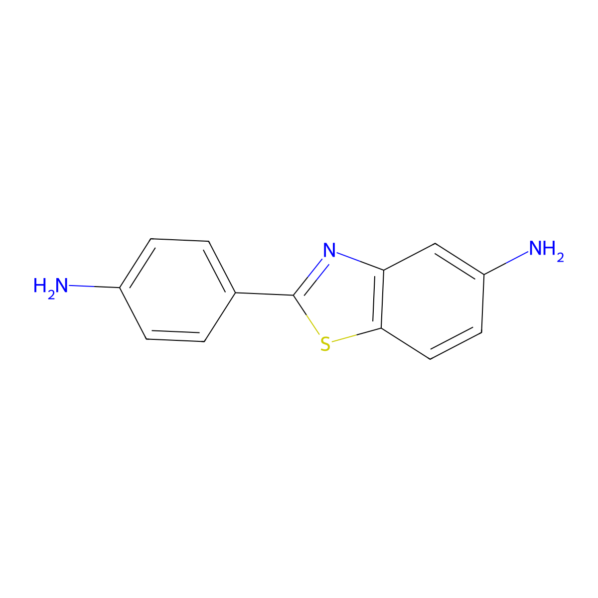 5-Benzothiazolamine, 2-(4-aminophenyl)- molecular structure, CAS 13676-50-1