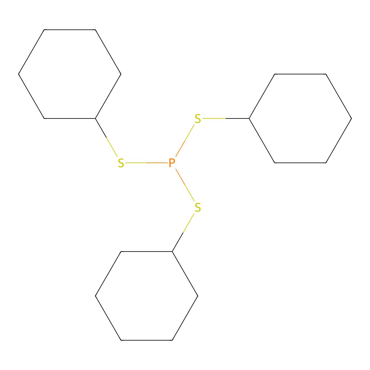 Tricyclohexyl trithiophosphite molecular structure, CAS 13676-85-2