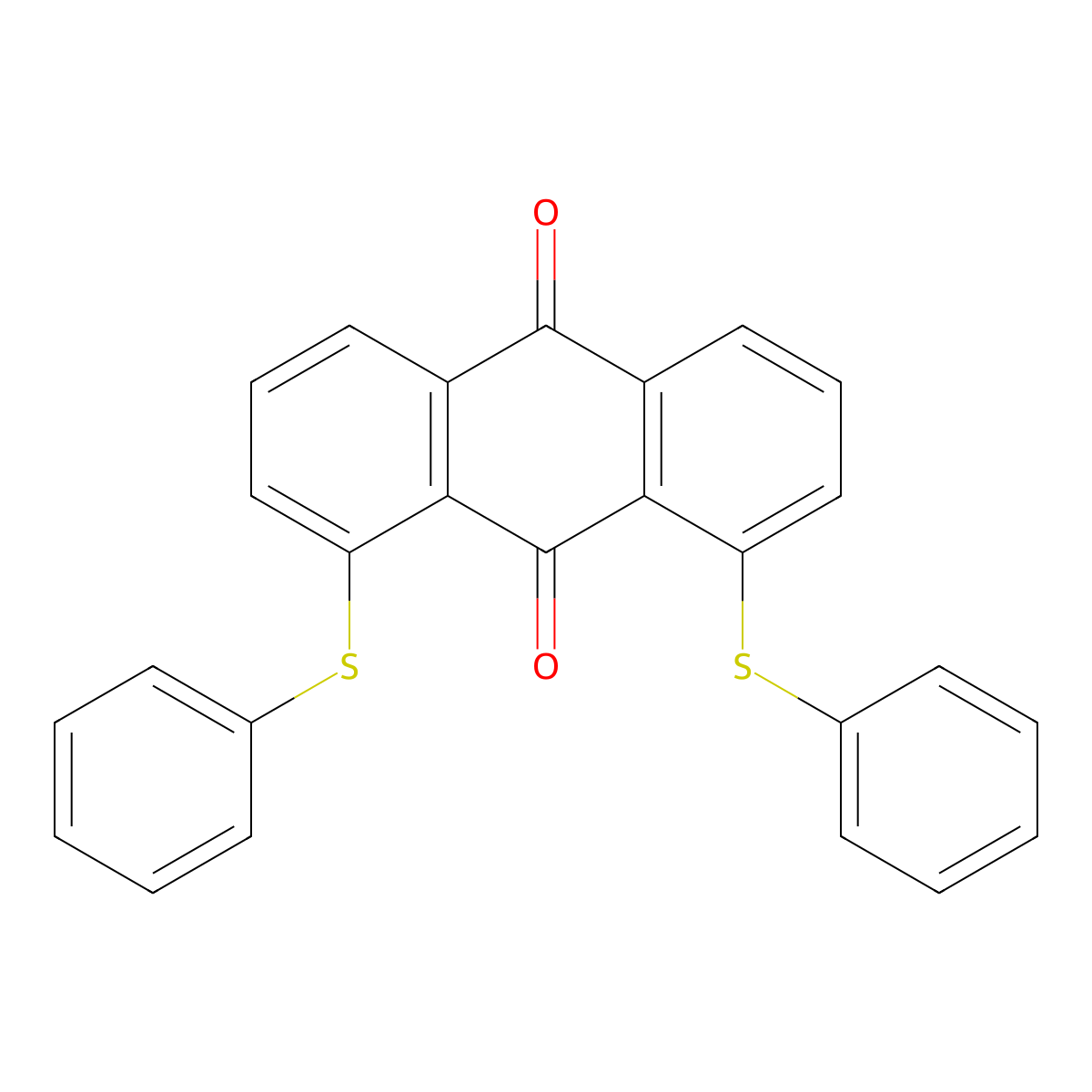 9,10-Anthracenedione, 1,8-bis(phenylthio)- molecular structure, CAS 13676-91-0