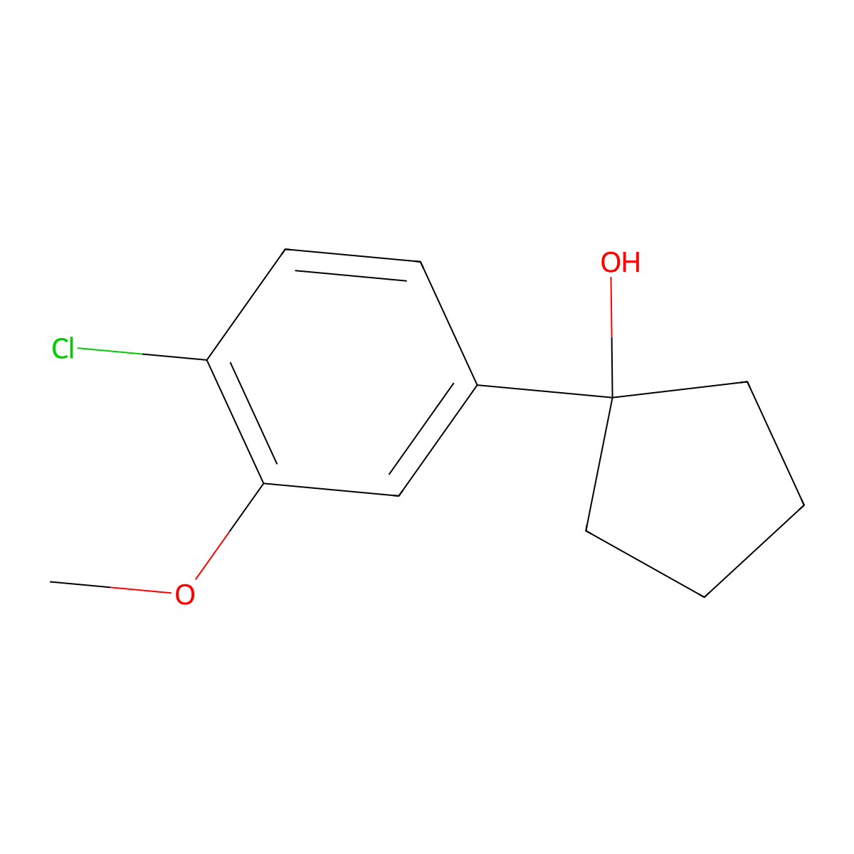 1-(4-Chloro-3-methoxyphenyl)cyclopentanol molecular structure, CAS 136760-39-9