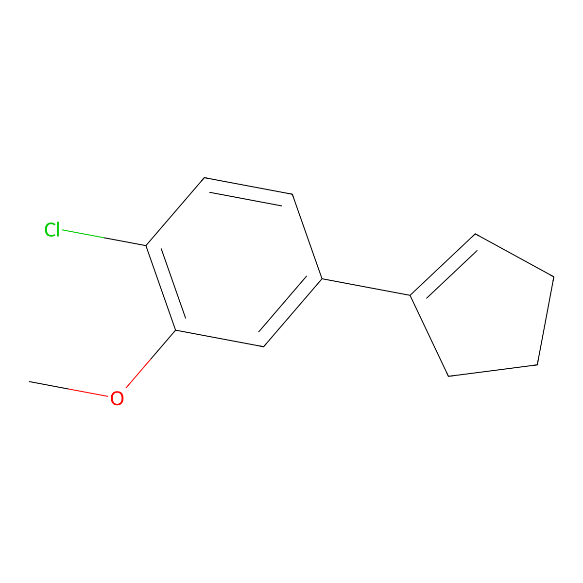 Benzene, 1-chloro-4-(1-cyclopenten-1-yl)-2-methoxy- molecular structure, CAS 136760-40-2