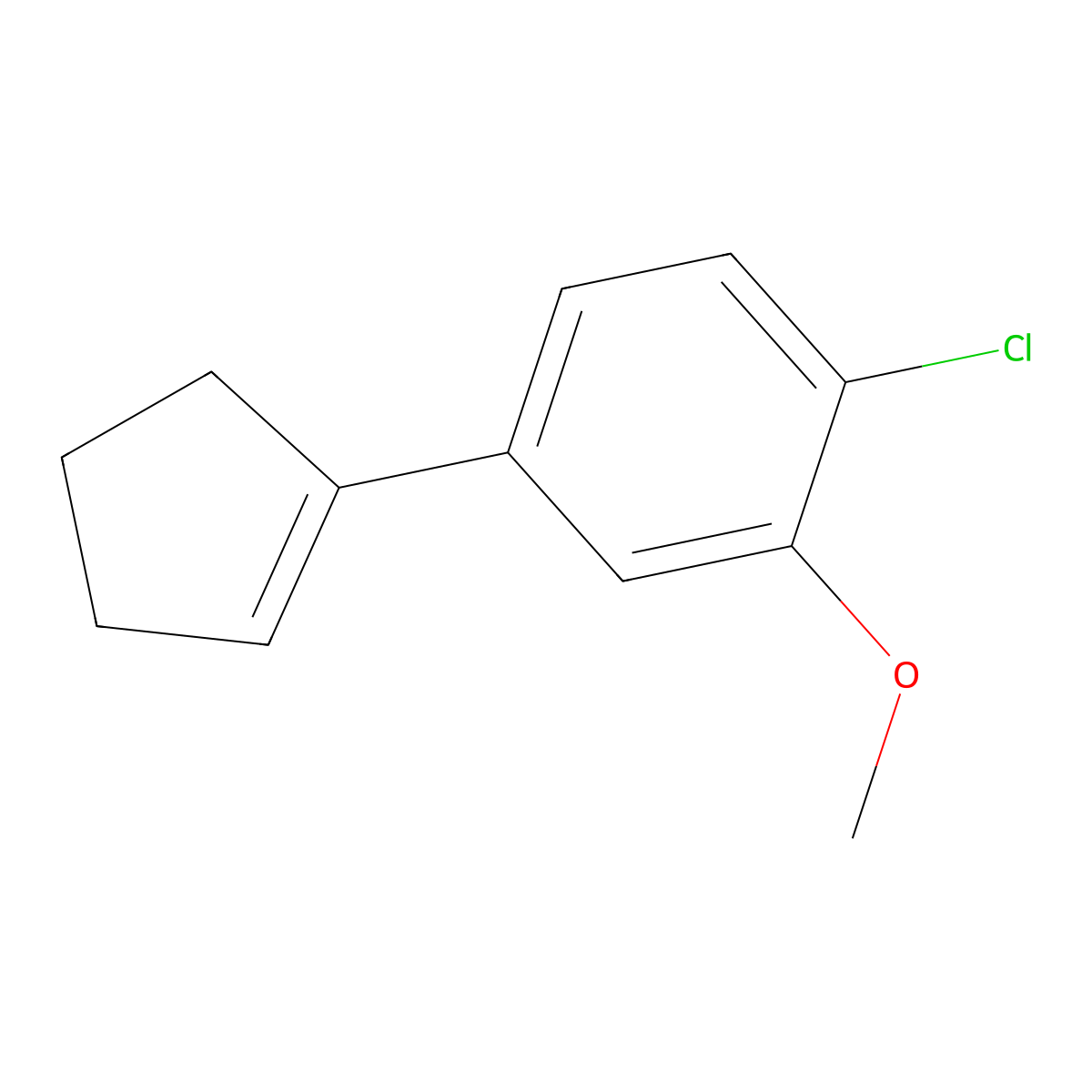 Benzene, 1-chloro-4-(1-cyclopenten-1-yl)-2-methoxy- molecular structure, CAS 136760-40-2