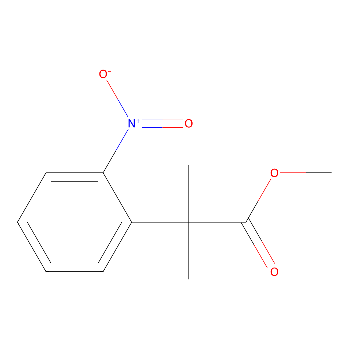 Methyl 2-methyl-2-(2-nitrophenyl)propanoate molecular structure, CAS 136764-87-9