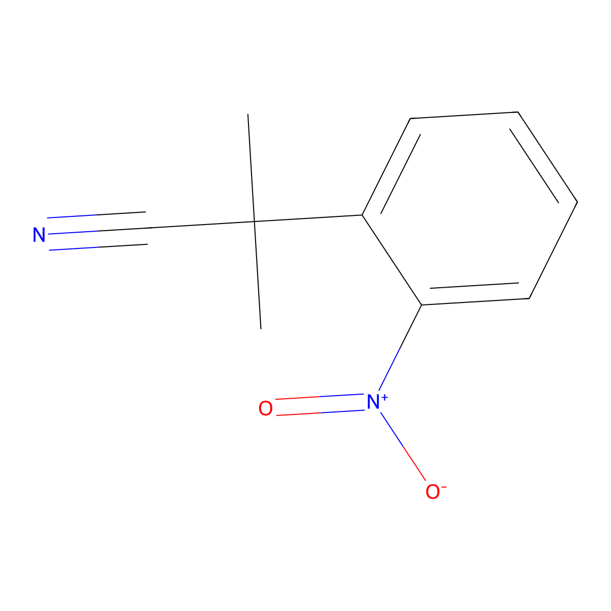 2-Methyl-2-(2-nitrophenyl)propanenitrile molecular structure, CAS 136764-92-6