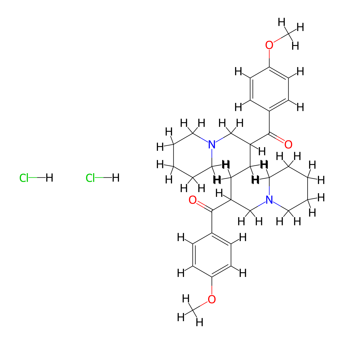 1,6-Hexanedione, 1,6-bis(4-methoxyphenyl)-2,5-bis(1-piperidinylmethyl)-, dihydrochloride molecular structure, CAS 136767-10-7