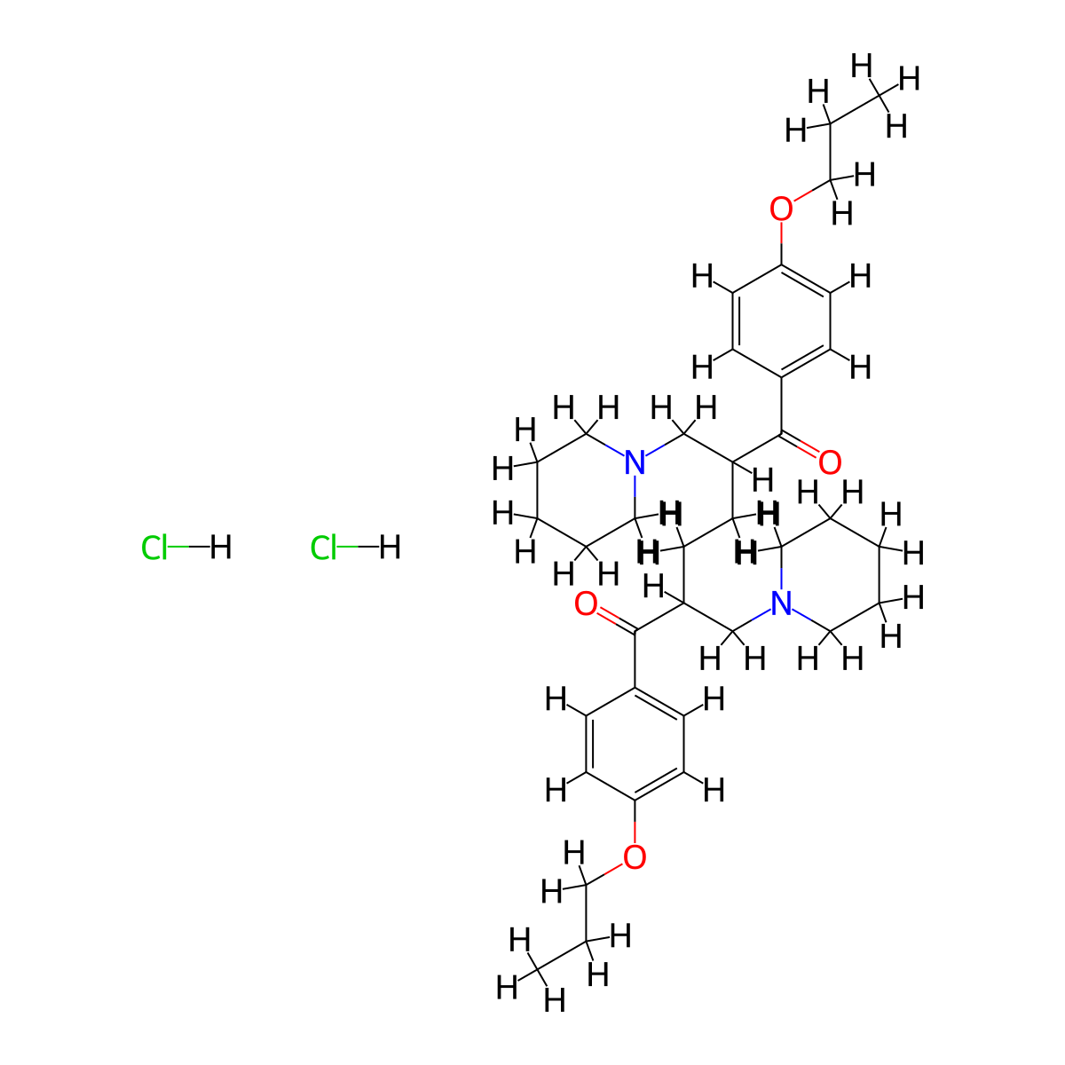 1,6-Hexanedione, 2,5-bis(1-piperidinylmethyl)-1,6-bis(4-propoxyphenyl)-, dihydrochloride molecular structure, CAS 136767-12-9
