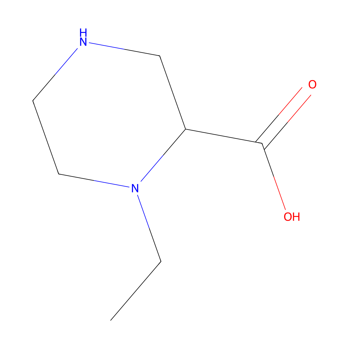 1-Ethylpiperazine-2-carboxylic acid molecular structure, CAS 1367673-54-8