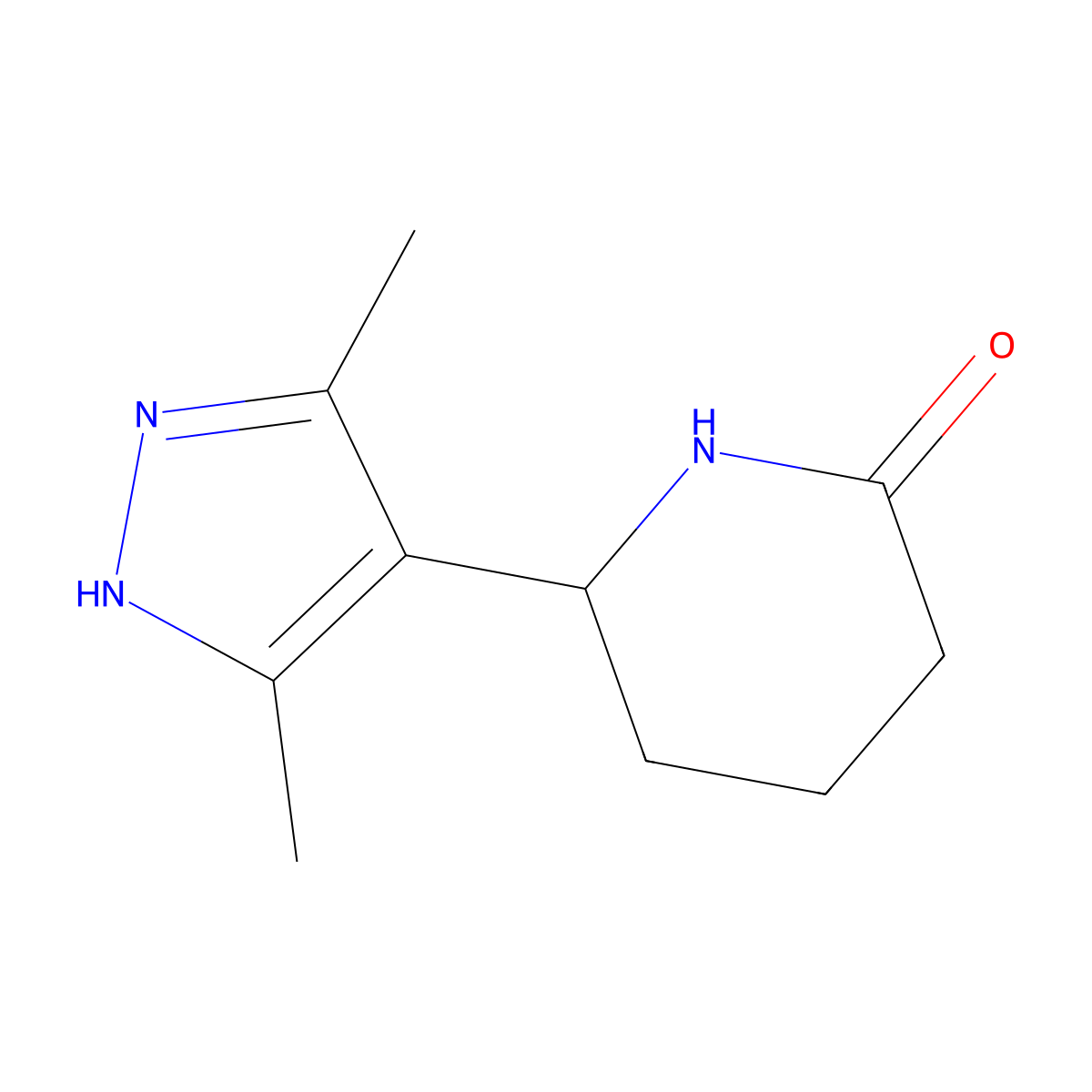 6-(3,5-dimethyl-1H-pyrazol-4-yl)piperidin-2-one molecular structure, CAS 1367676-20-7