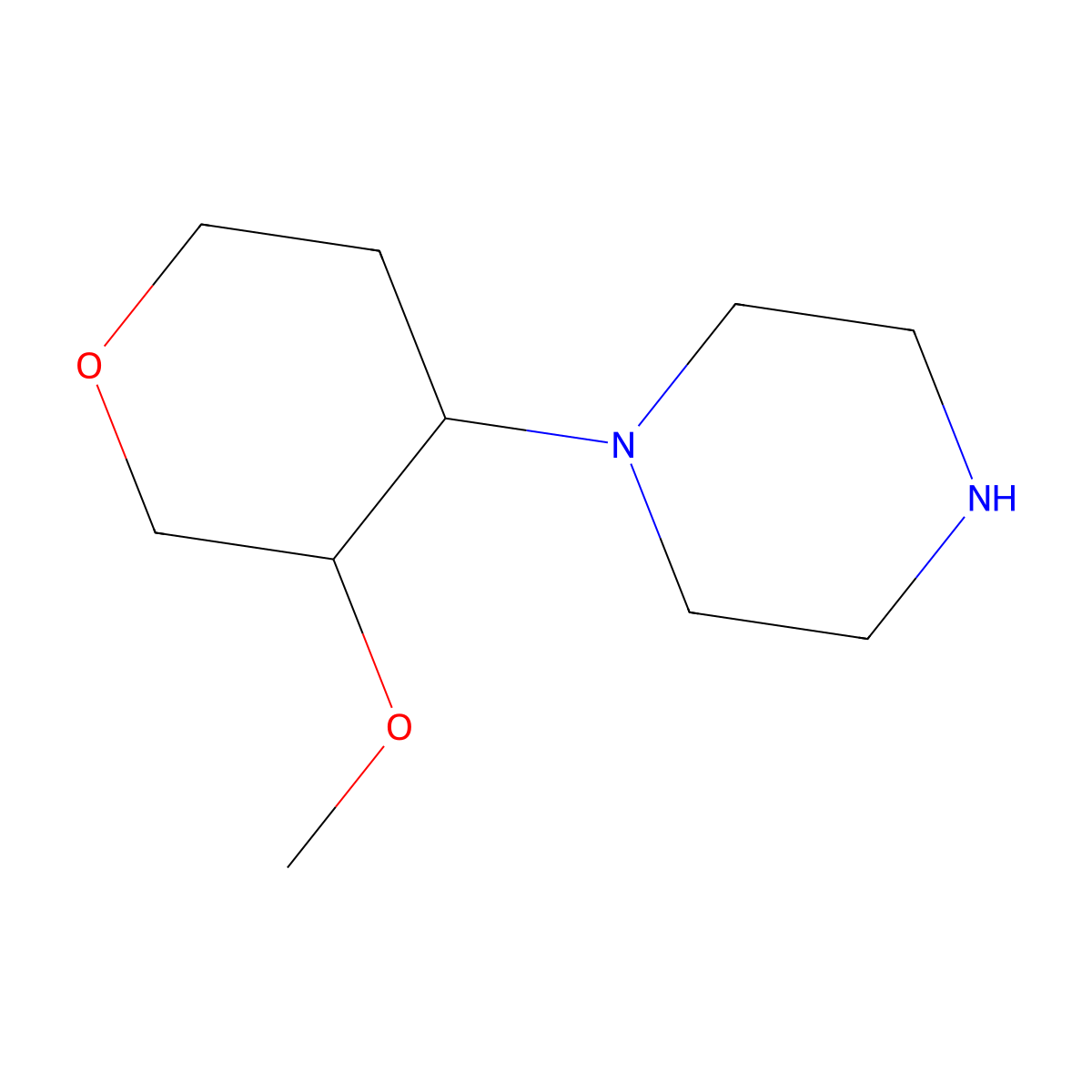 1-(3-Methoxyoxan-4-yl)piperazine molecular structure, CAS 1367676-78-5