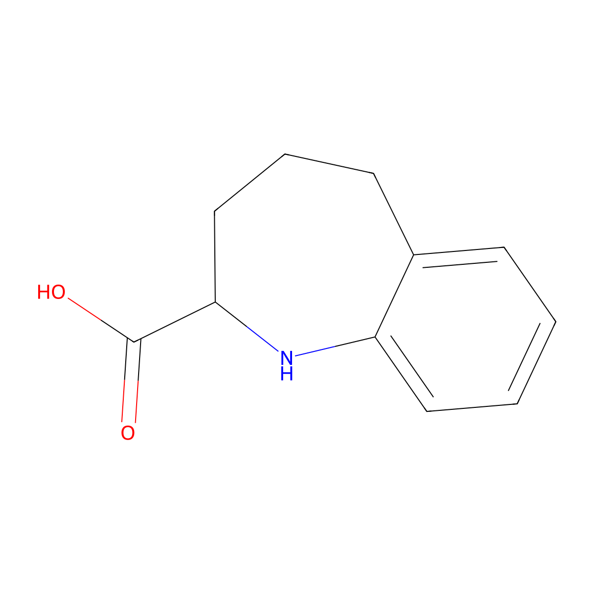 2,3,4,5-tetrahydro-1H-1-benzazepine-2-carboxylic acid molecular structure, CAS 1367678-37-2