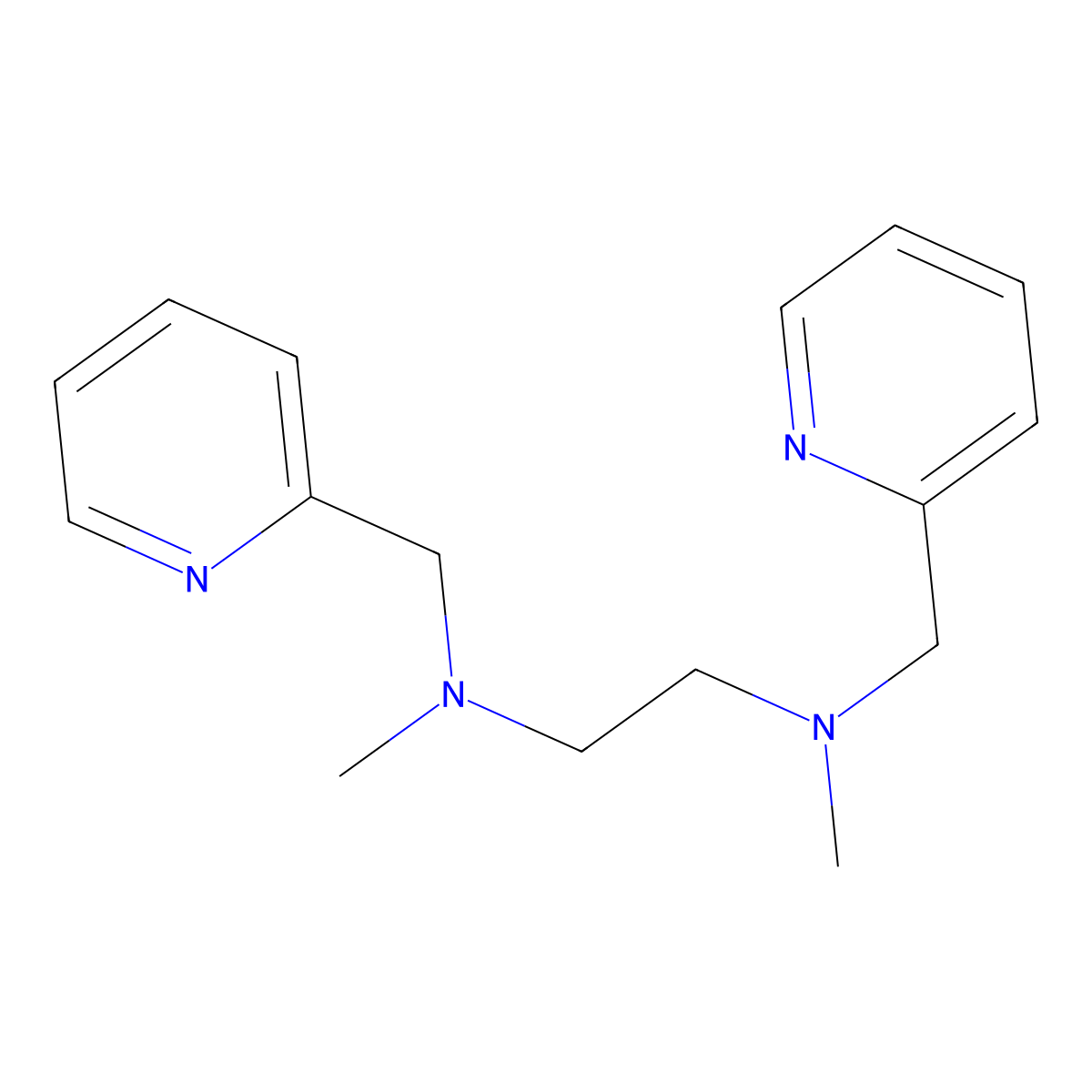 1,2-Ethanediamine, N,N'-dimethyl-N,N'-bis(2-pyridinylmethyl)- molecular structure, CAS 136768-57-5