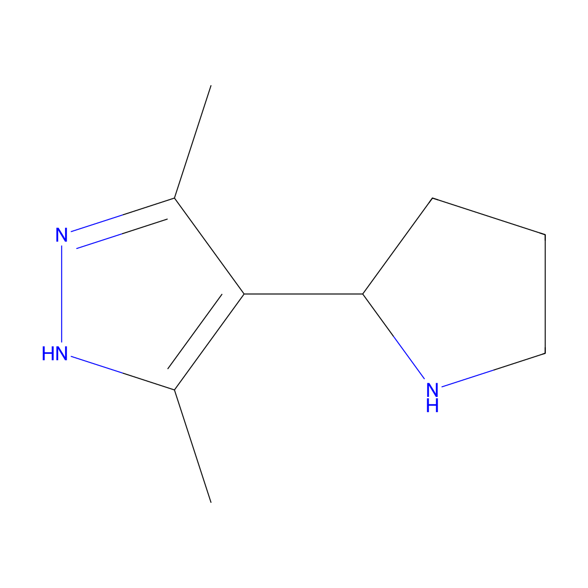 3,5-dimethyl-4-(pyrrolidin-2-yl)-1H-pyrazole molecular structure, CAS 1367696-70-5
