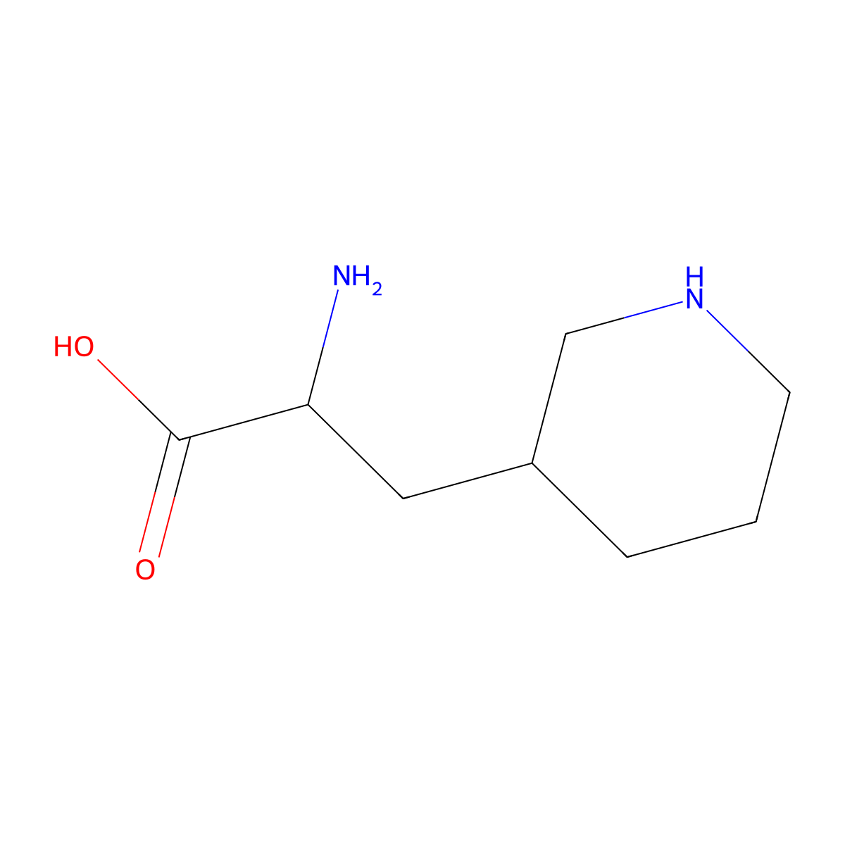 2-Amino-3-(piperidin-3-yl)propanoic acid molecular structure, CAS 1367698-96-1