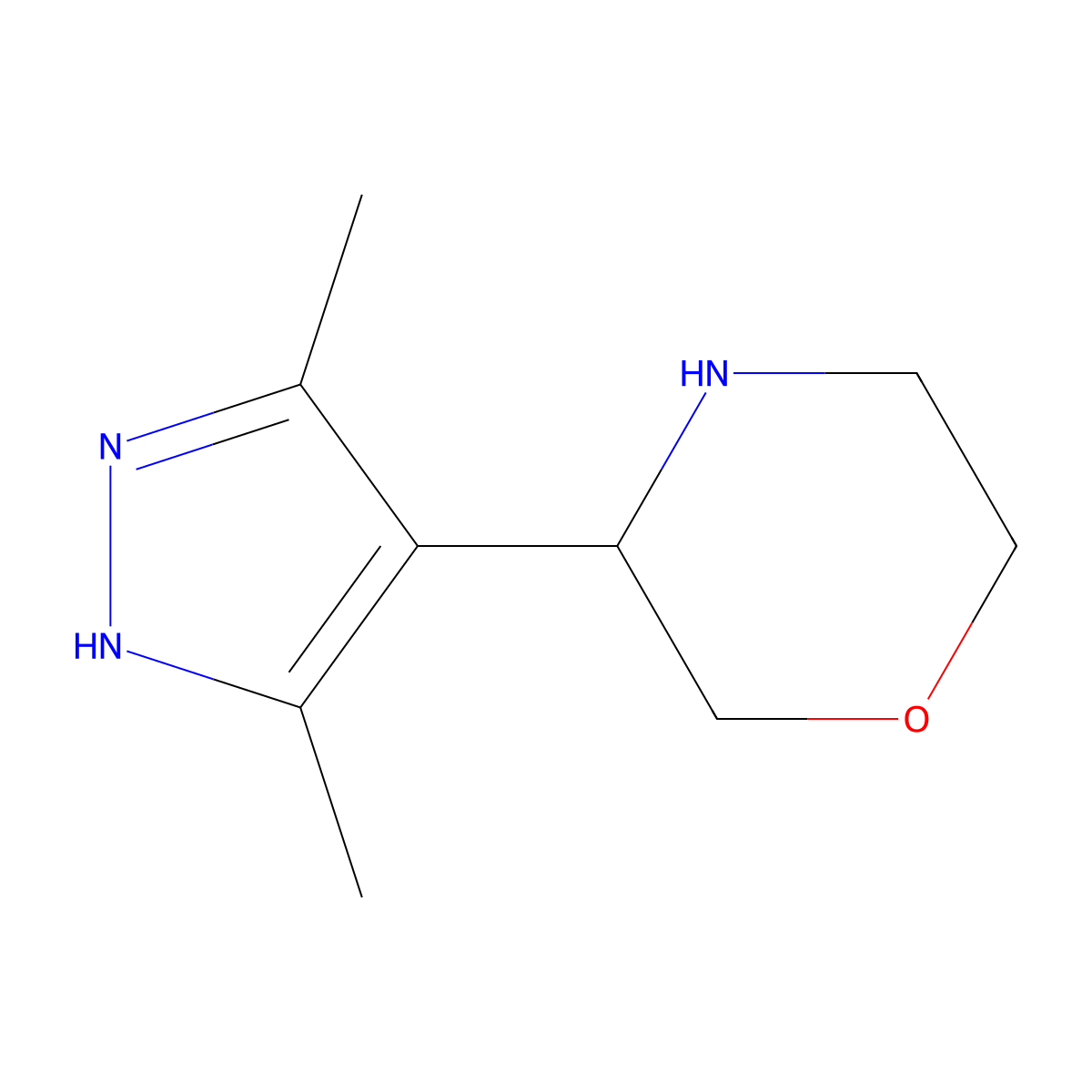 3-(3,5-dimethyl-1H-pyrazol-4-yl)morpholine molecular structure, CAS 1367699-23-7