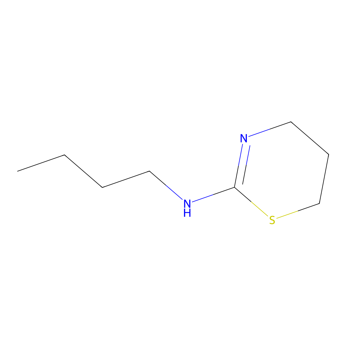 N-butyl-5,6-dihydro-4H-1,3-thiazin-2-amine molecular structure, CAS 13677-17-3