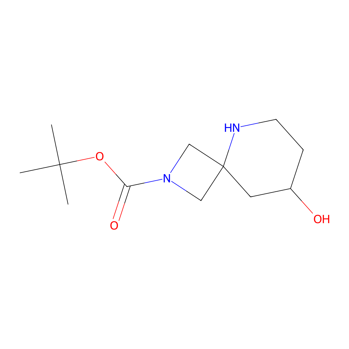 Tert-butyl 8-hydroxy-2,5-diazaspiro[3.5]nonane-2-carboxylate molecular structure, CAS 1367700-10-4