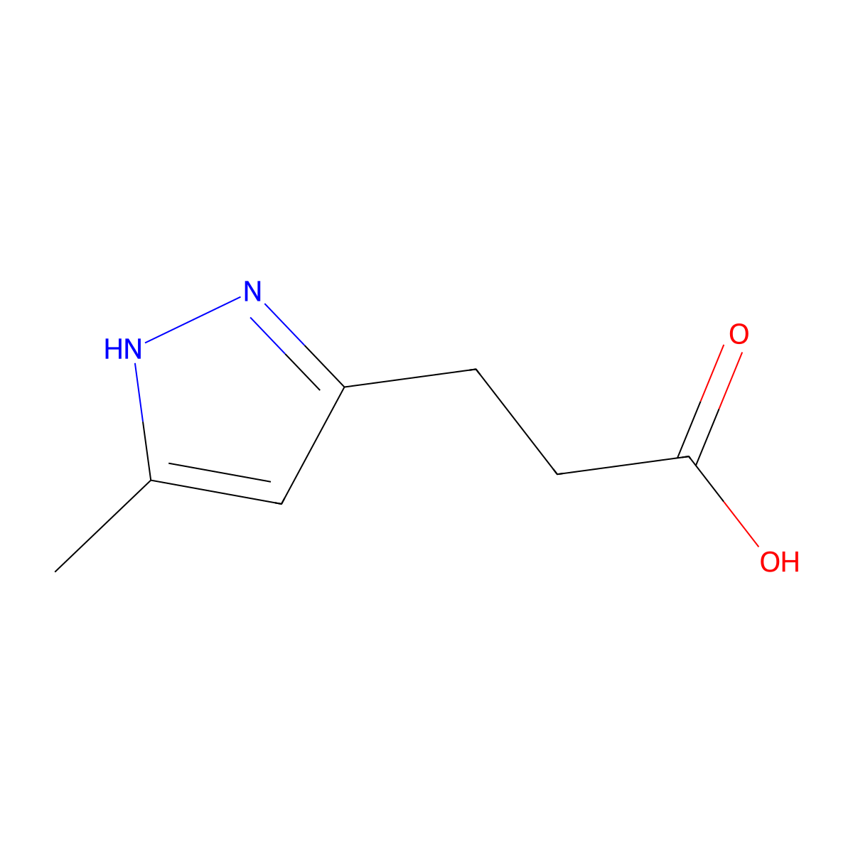 3-(3-methyl-1H-pyrazol-5-yl)propanoic acid molecular structure, CAS 1367702-76-8