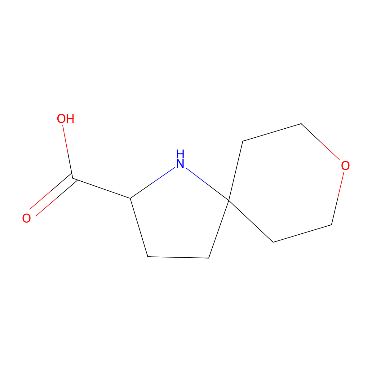 8-Oxa-1-azaspiro[4.5]decane-2-carboxylic acid molecular structure, CAS 1367705-58-5